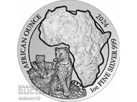 Silver 1 oz Cheetah Rwanda 2024