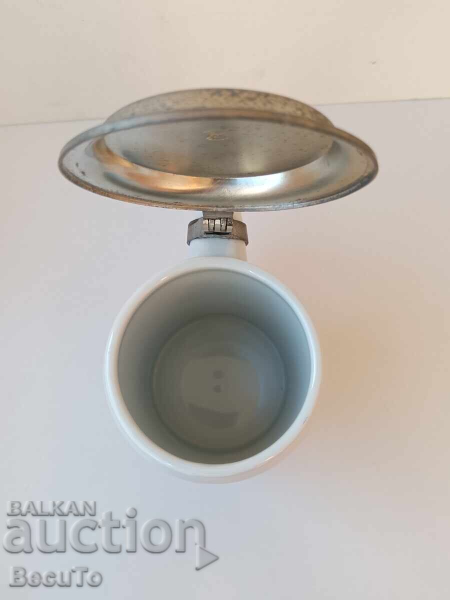 WMF, VMF porcelain mug with pewter lid, Meissen bouquet - 5 WMF, VMF porcelain mug with pewter lid, Meissen bouquet - 5