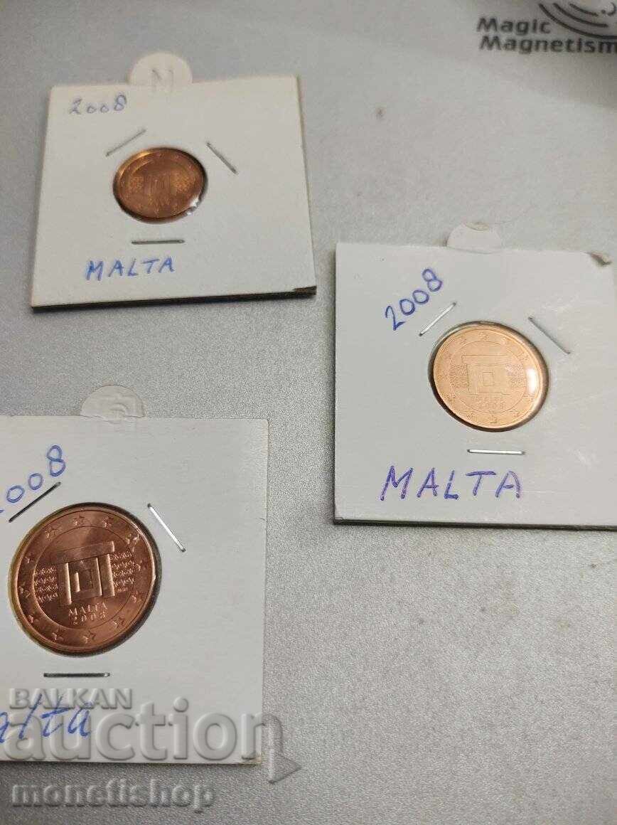 Selection of 1-2 and 5 Eurocents - MALTA - UNC Selection of 1-2 and 5 Eurocents - MALTA - UNC