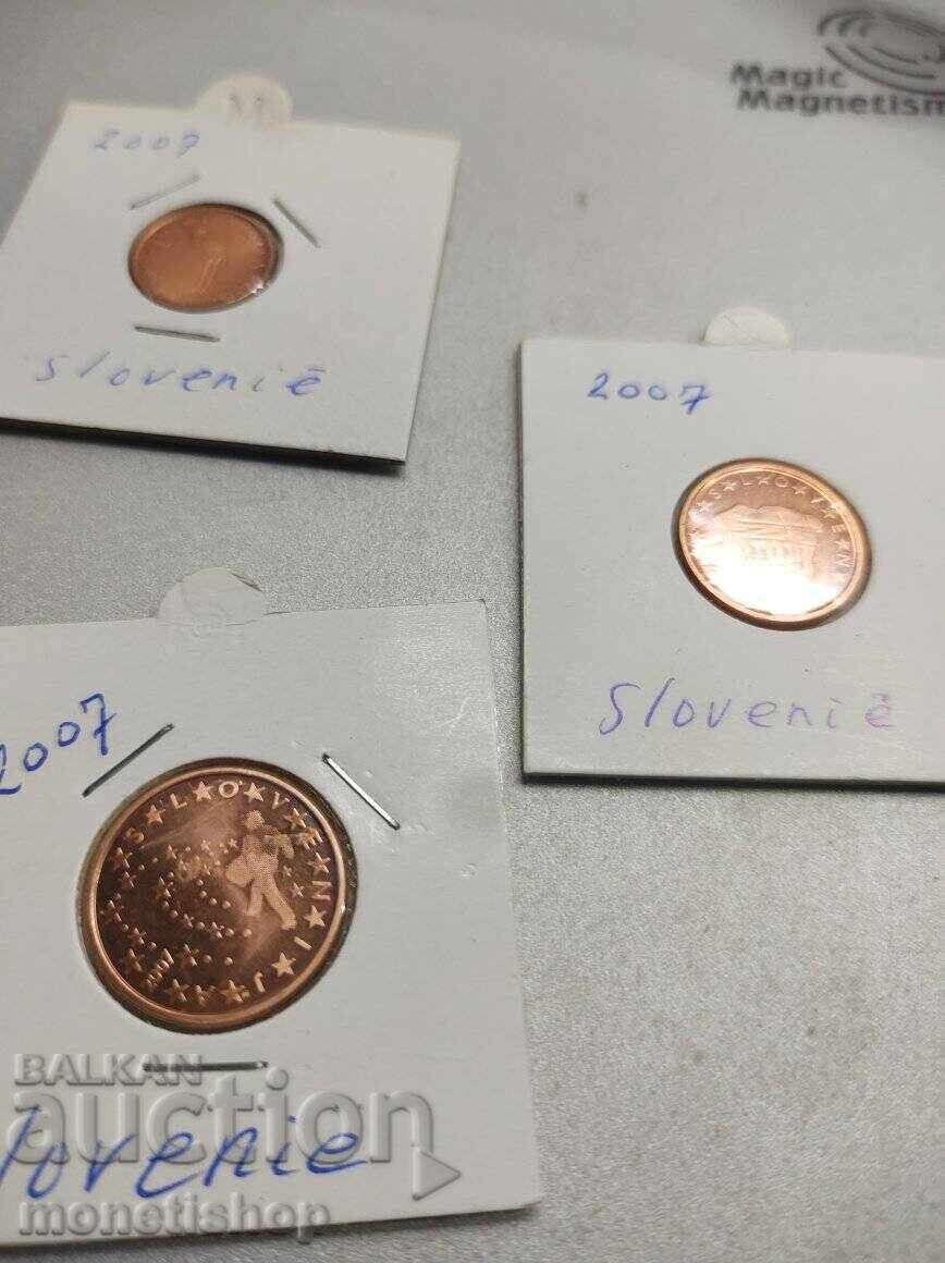 Selection of 1-2 and 5 Eurocents - SLOVENIA - UNC 2007. Selection of 1-2 and 5 Eurocents - SLOVENIA - UNC 2007.