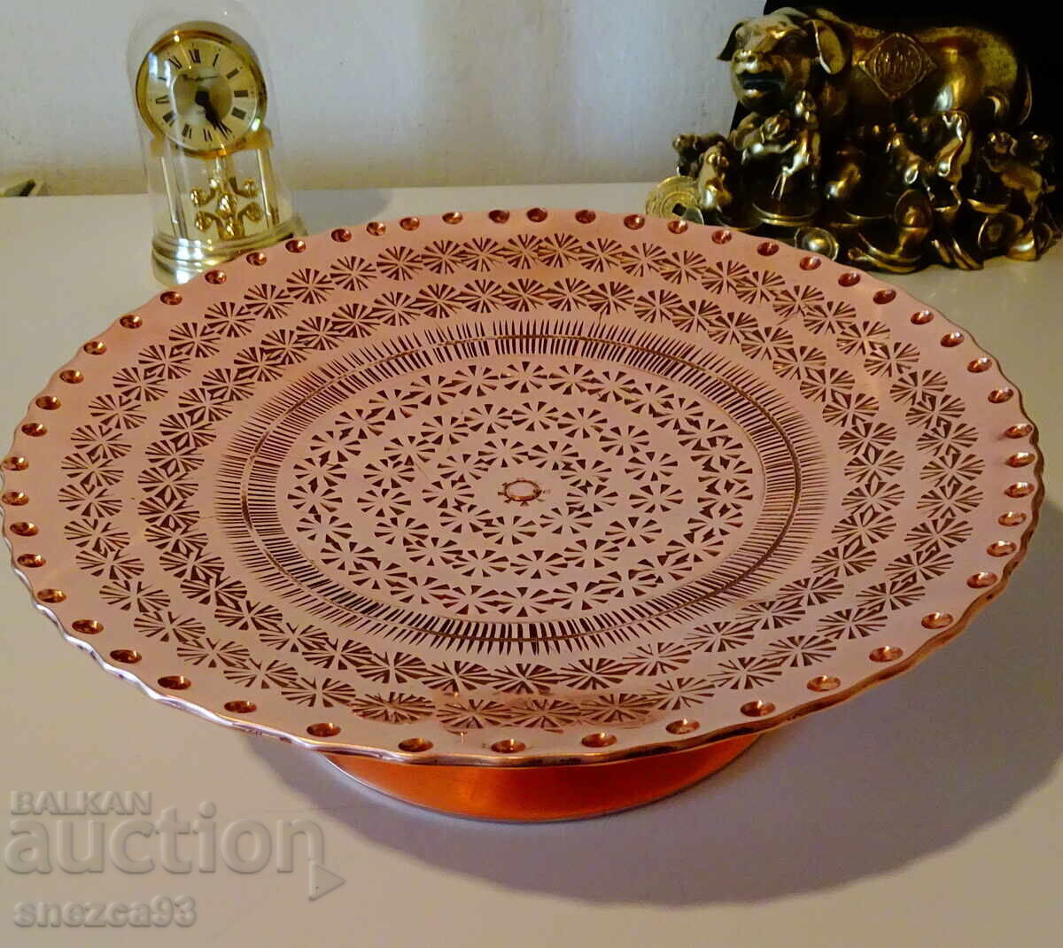 Copper fruit bowl 2 kg., copper cake tray