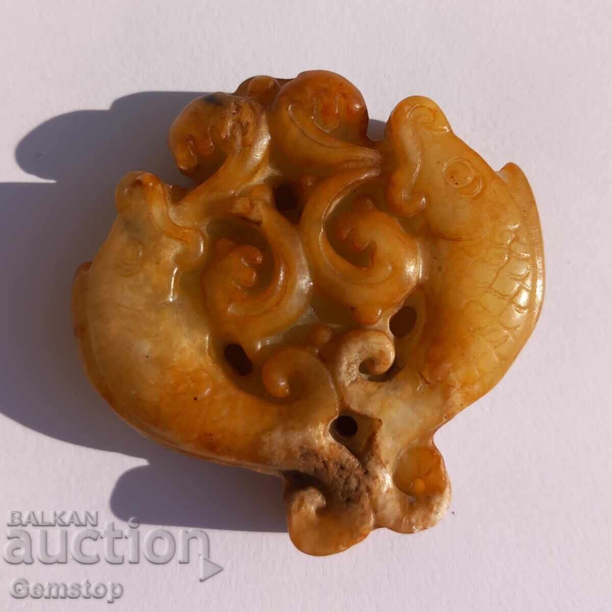 202.90 pcs natural jade fish amulet with price 79.90 BGN | € 40.85