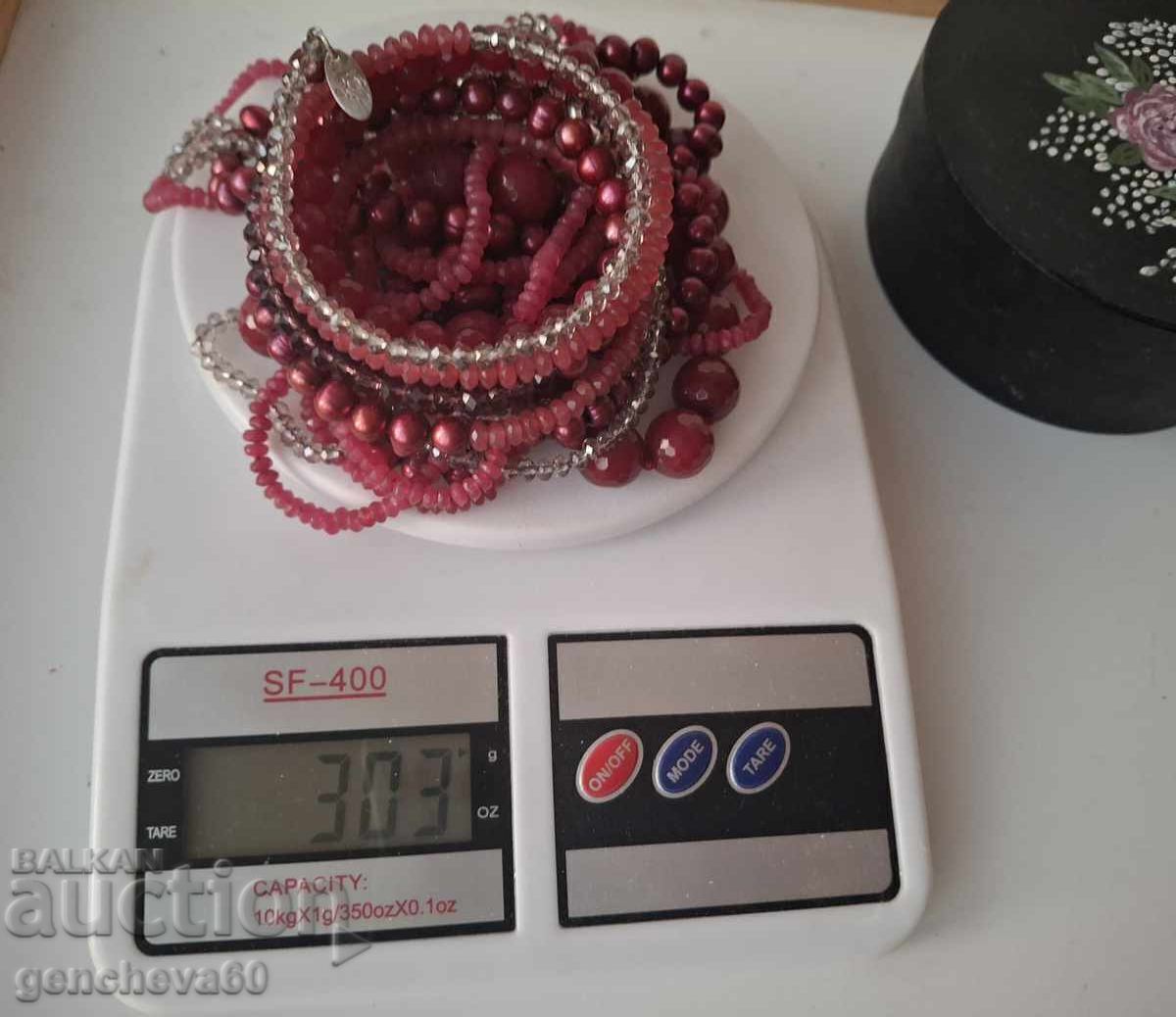 Designer bracelet and necklace with natural rubies, pearls, crystals, silver - 6 Designer bracelet and necklace with natural rubies, pearls, crystals, silver - 6