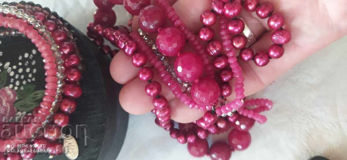 Designer bracelet and necklace with natural rubies, pearls, crystals, silver - 7 Designer bracelet and necklace with natural rubies, pearls, crystals, silver - 7