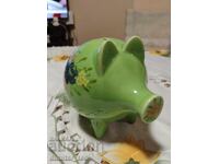 PIGGY BANK --BRANDED -PORCELAIN --HAND DRAWING