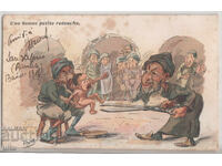 France, Cartoon with Jews, traveled, rare