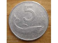 5 lire 1955 - Italia