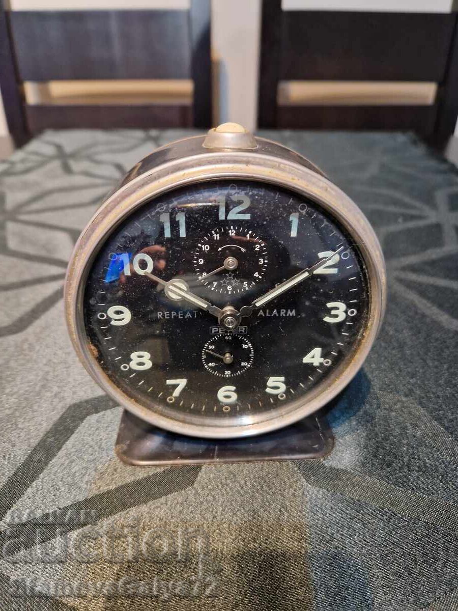 Antique collectible German alarm clock Peter Antique collectible German alarm clock Peter
