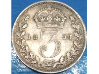 Μεγάλη Βρετανία 3 πένες 1891 Victoria Silver