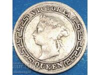 Ceylon 10 Cents 1897 England Queen Victoria Silver