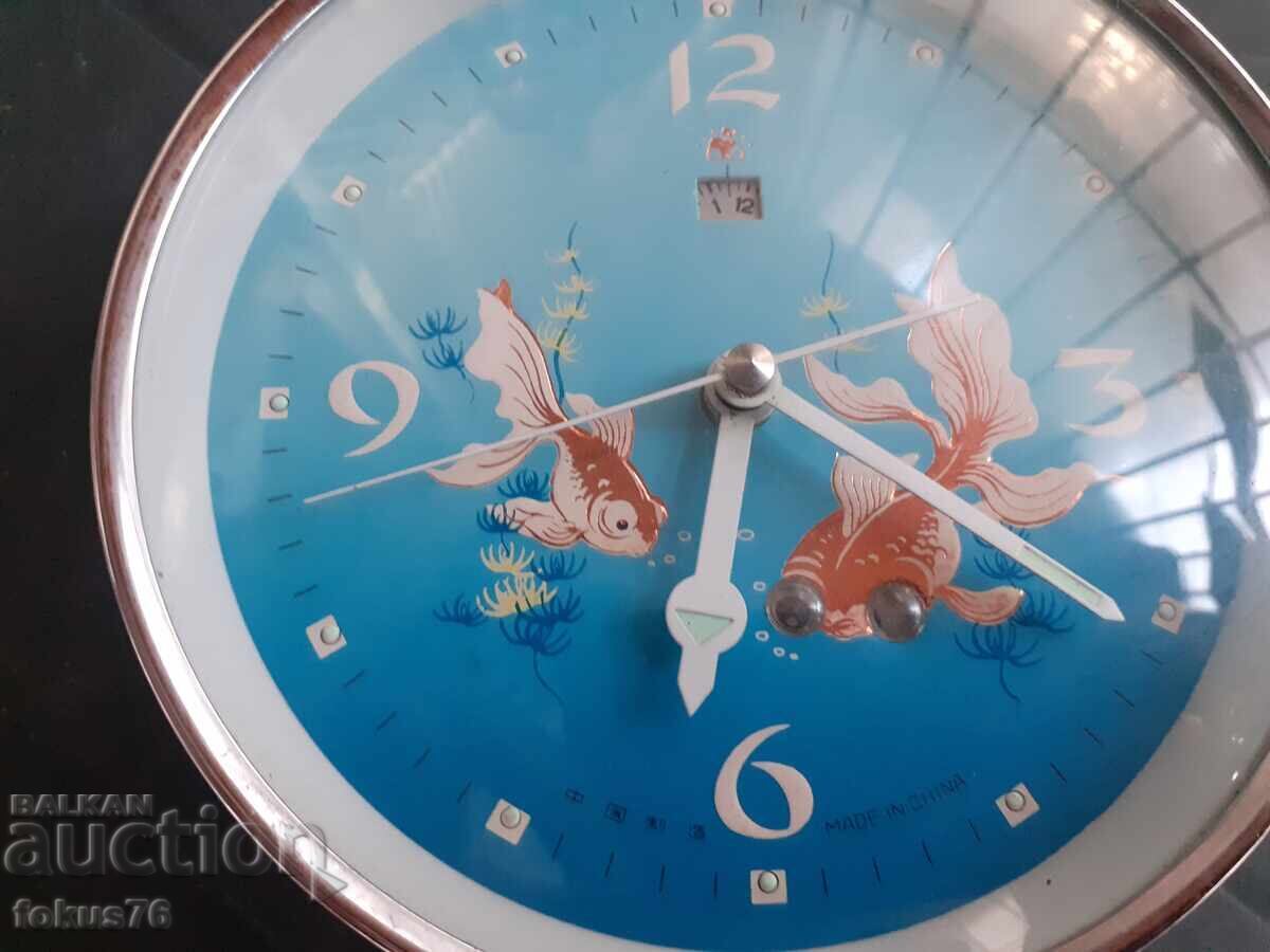 Auction Old Chinese animated fish alarm clock Auction Old Chinese animated fish alarm clock