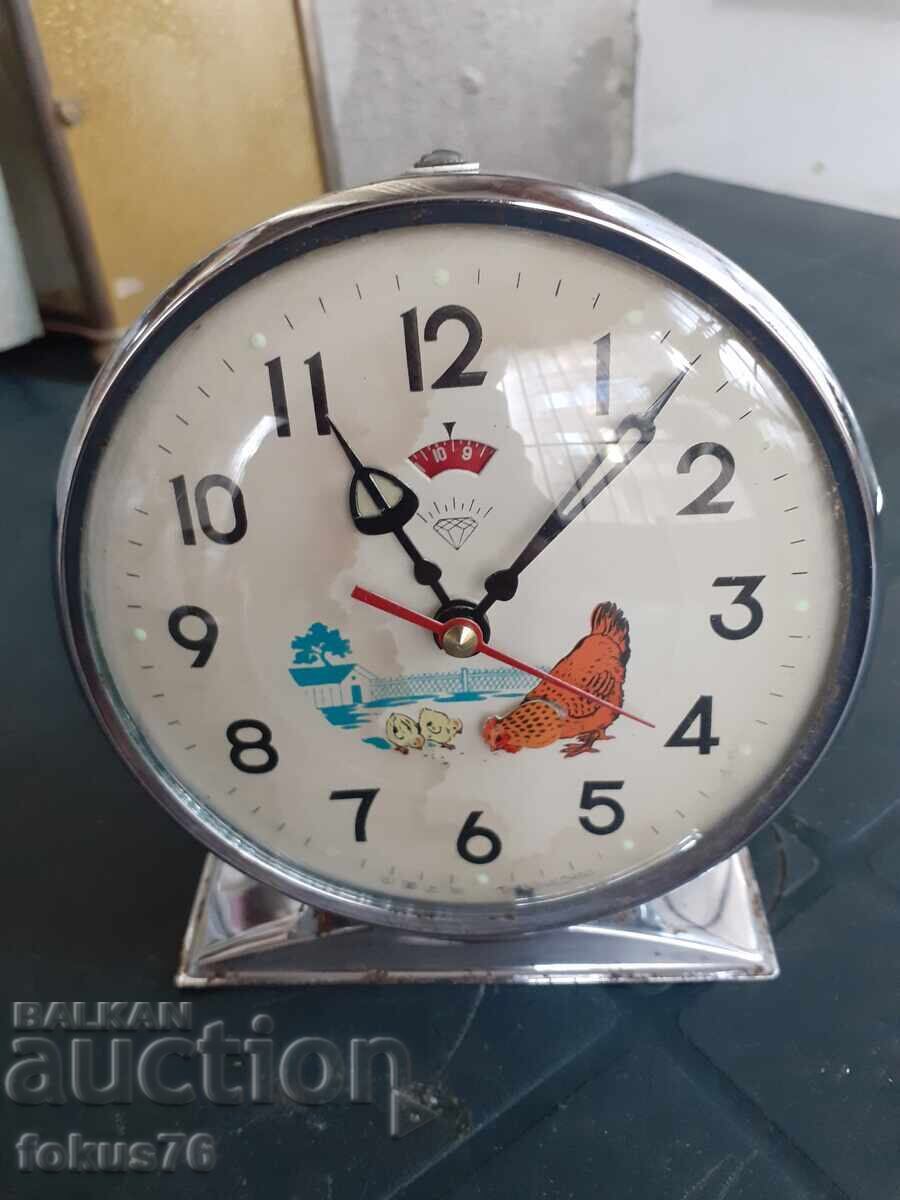 Auction Old Chinese animated alarm clock hen with chicks Auction Old Chinese animated alarm clock hen with chicks