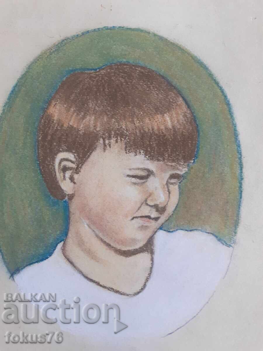 Auction Old master drawing with pastels - portrait painting of a boy Auction Old master drawing with pastels - portrait painting of a boy