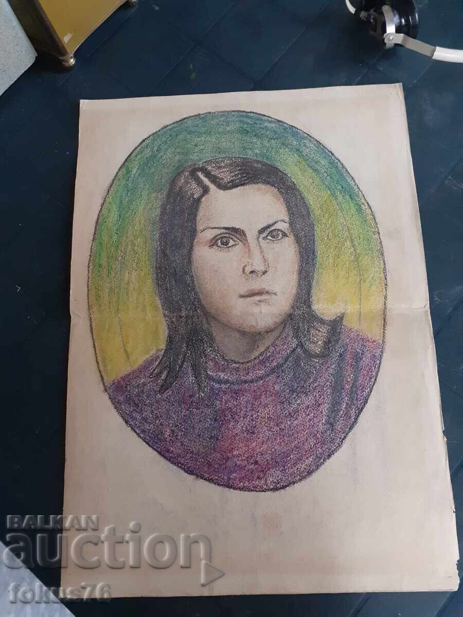 Old master drawing with pastels - portrait of a woman - 5 Old master drawing with pastels - portrait of a woman - 5