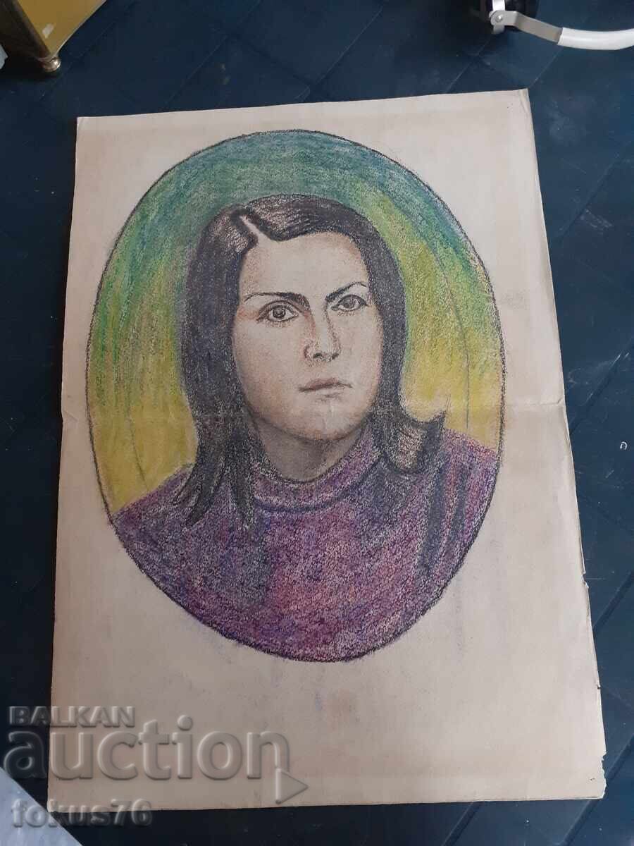 Old master drawing with pastels - portrait of a woman Old master drawing with pastels - portrait of a woman