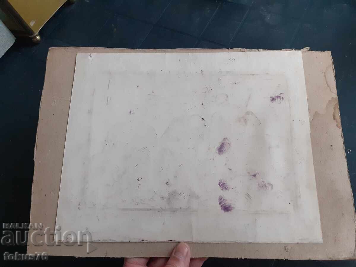 Old master linocut '"After the action" signed Arabov - 5