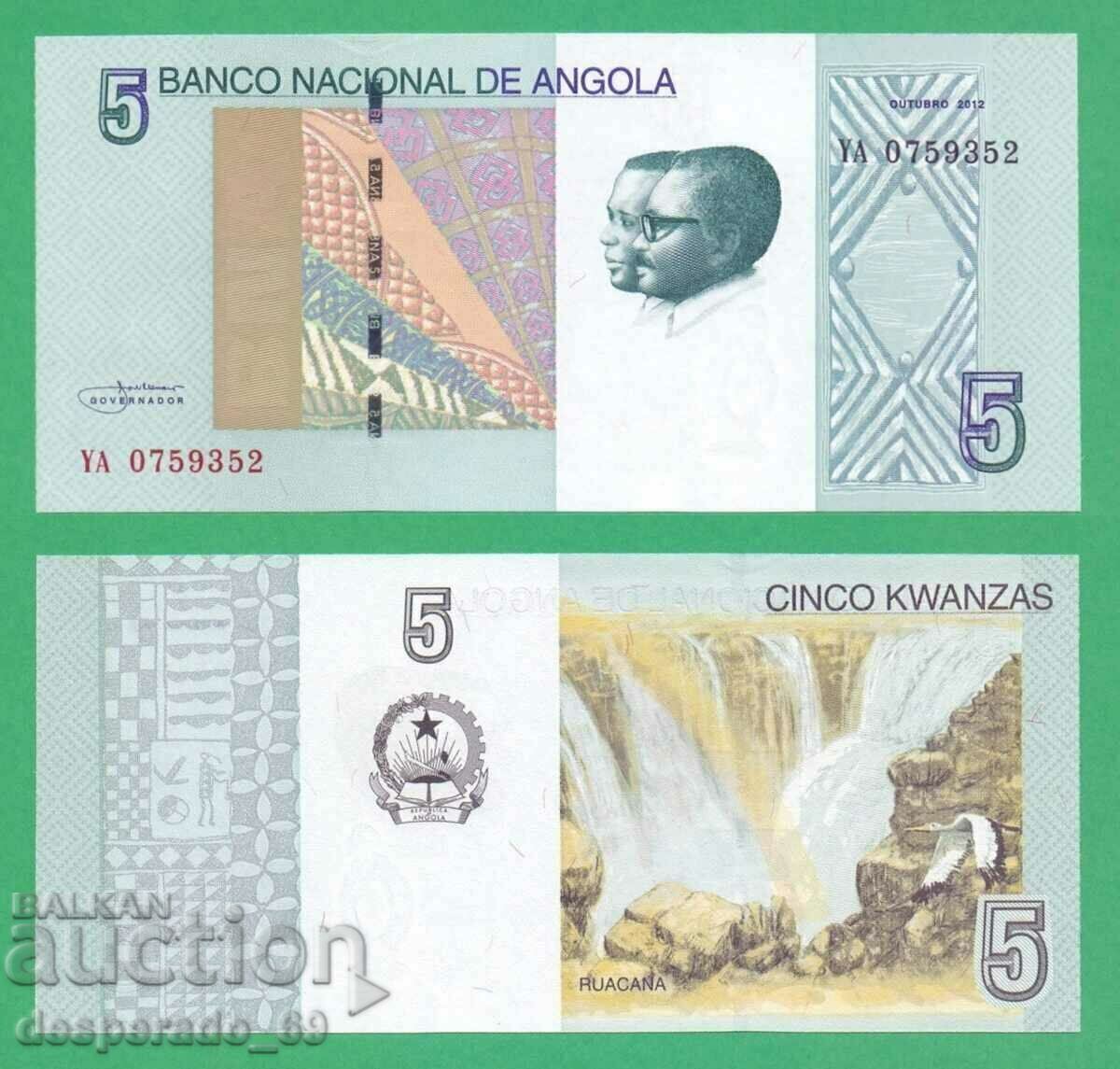 (¯`'•.¸ ANGOLA 5 Kwanzaa 2012 UNC ¸.•'´¯)