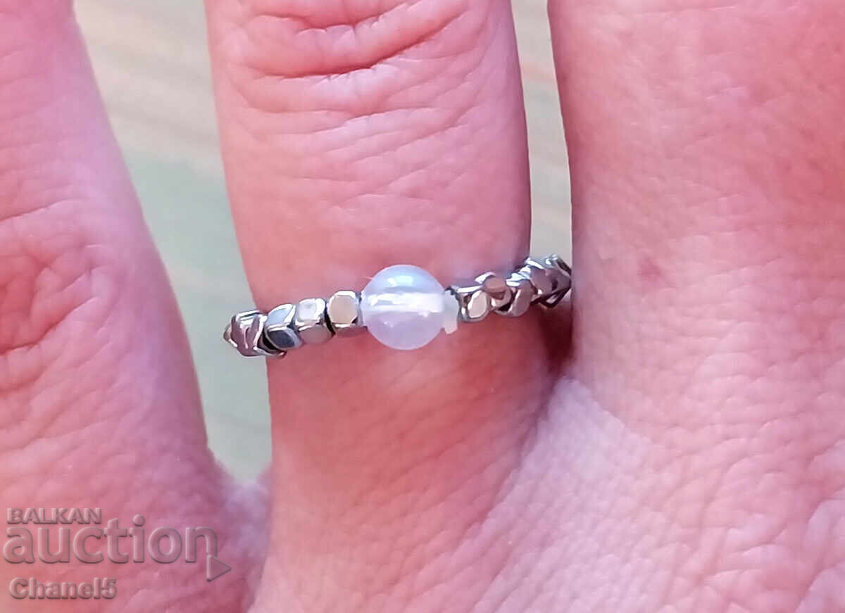 GENTLE RING WITH MOONSTONE AND STEEL (951) with price 17.00 BGN | € 8.69 GENTLE RING WITH MOONSTONE AND STEEL (951) with price 17.00 BGN | € 8.69