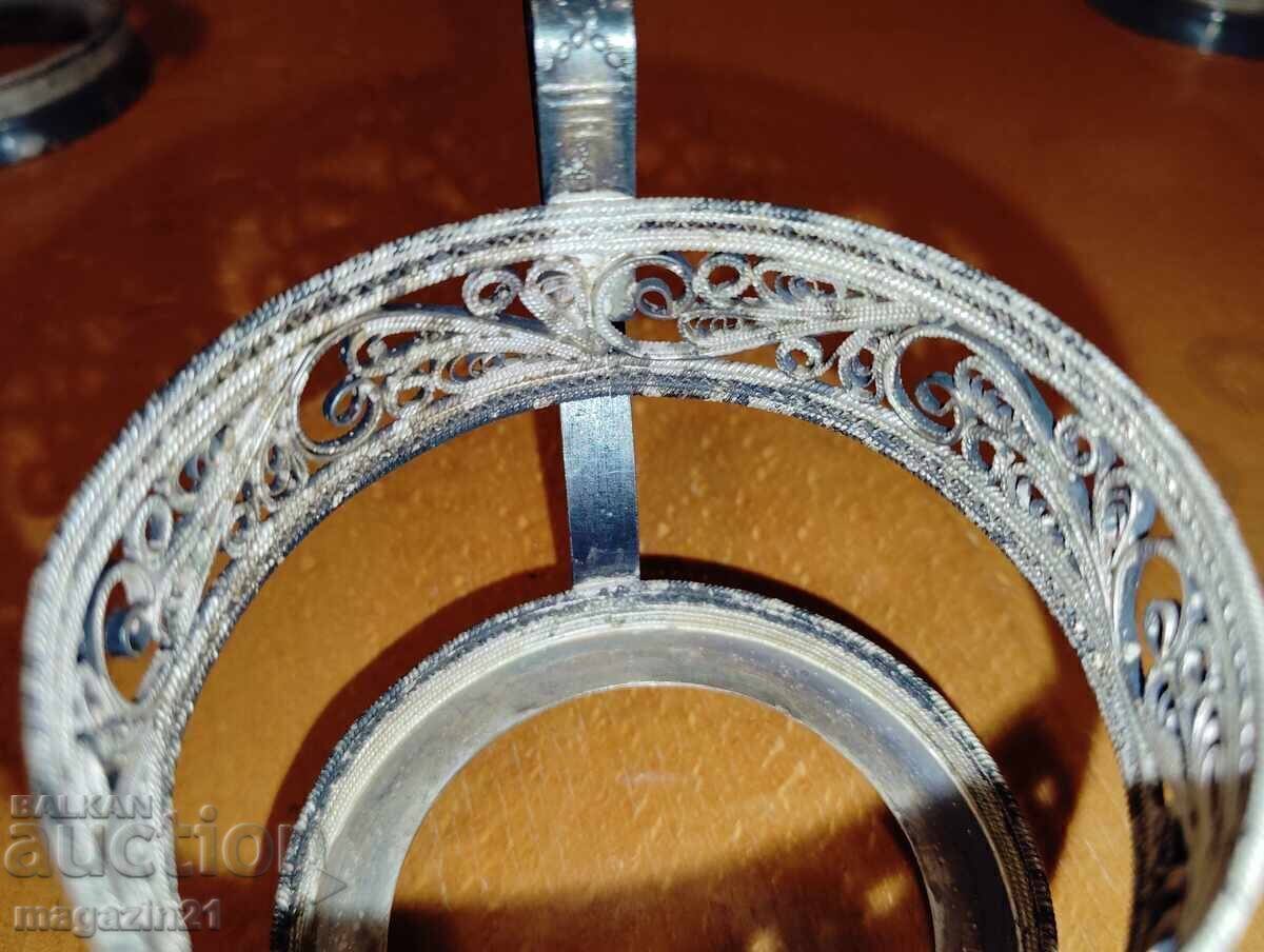 Licitație Coaster placat cu argint, 3 piese, cană, argint, URSS Licitație Coaster placat cu argint, 3 piese, cană, argint, URSS