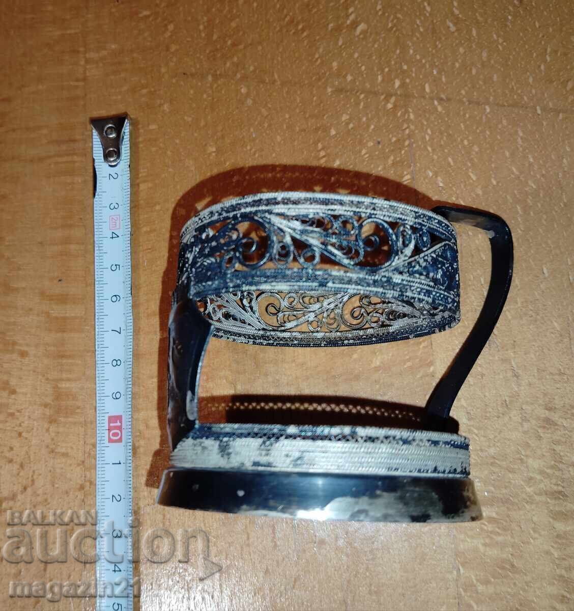 Coaster placat cu argint, 3 piese, cană, argint, URSS - 5 Coaster placat cu argint, 3 piese, cană, argint, URSS - 5