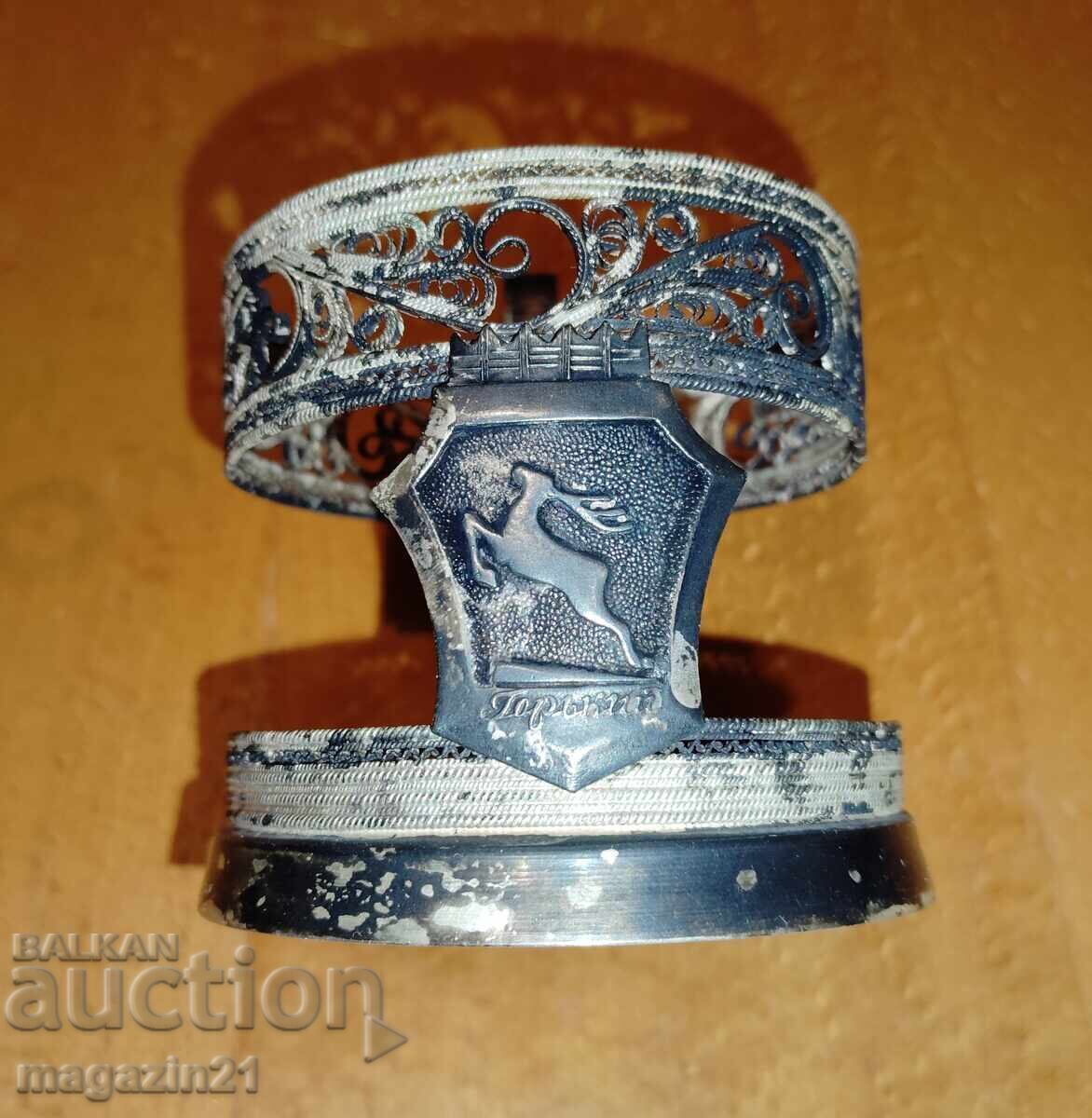 Coaster placat cu argint, 3 piese, cană, argint, URSS Coaster placat cu argint, 3 piese, cană, argint, URSS