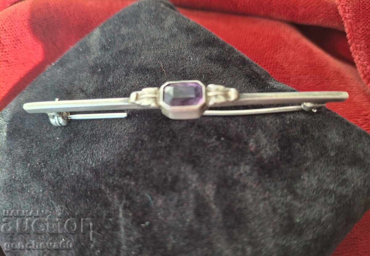 Old brooch, pin with amethyst, silver 835 with price 30.00 BGN | € 15.34 Old brooch, pin with amethyst, silver 835 with price 30.00 BGN | € 15.34
