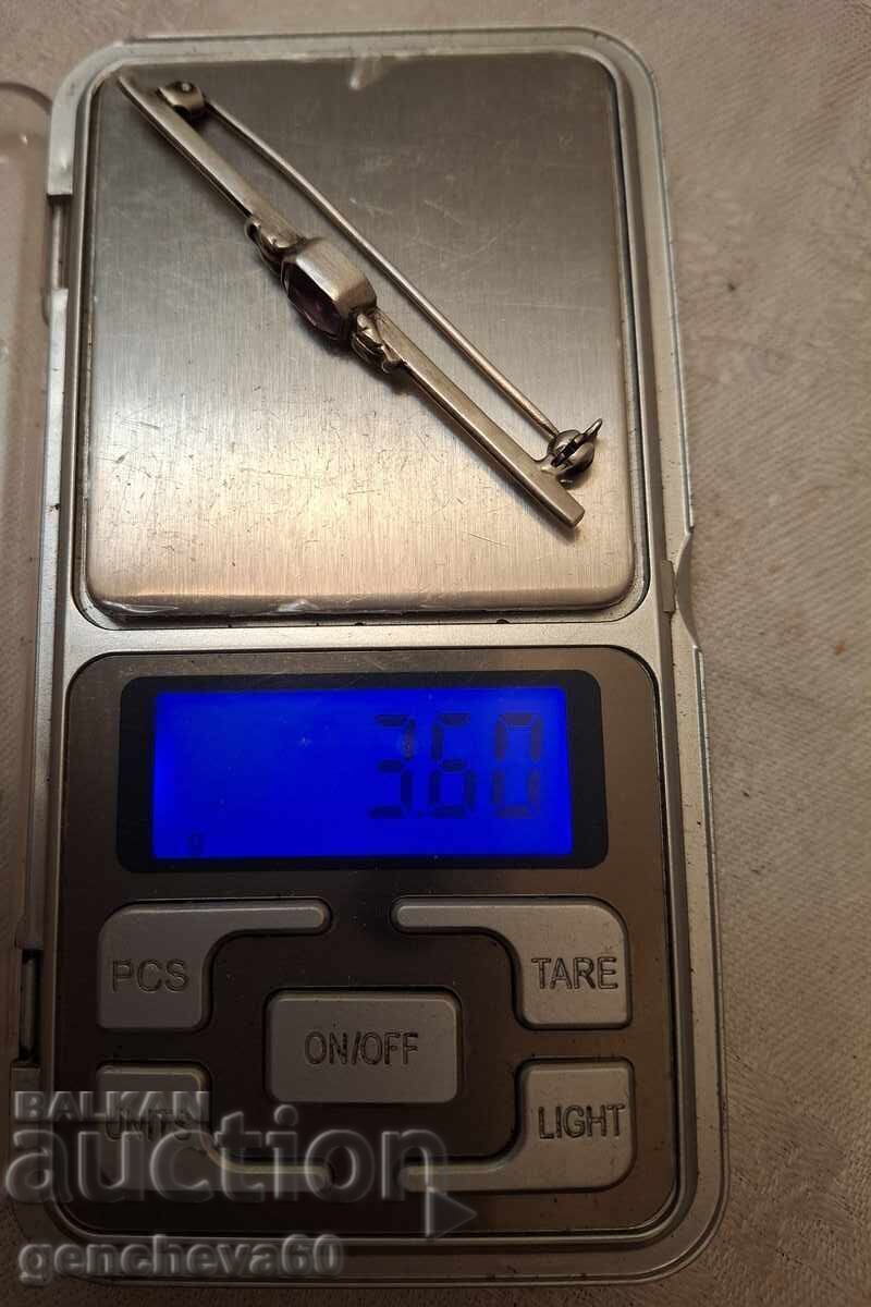 Old brooch, pin with amethyst, silver 835 - 7 Old brooch, pin with amethyst, silver 835 - 7