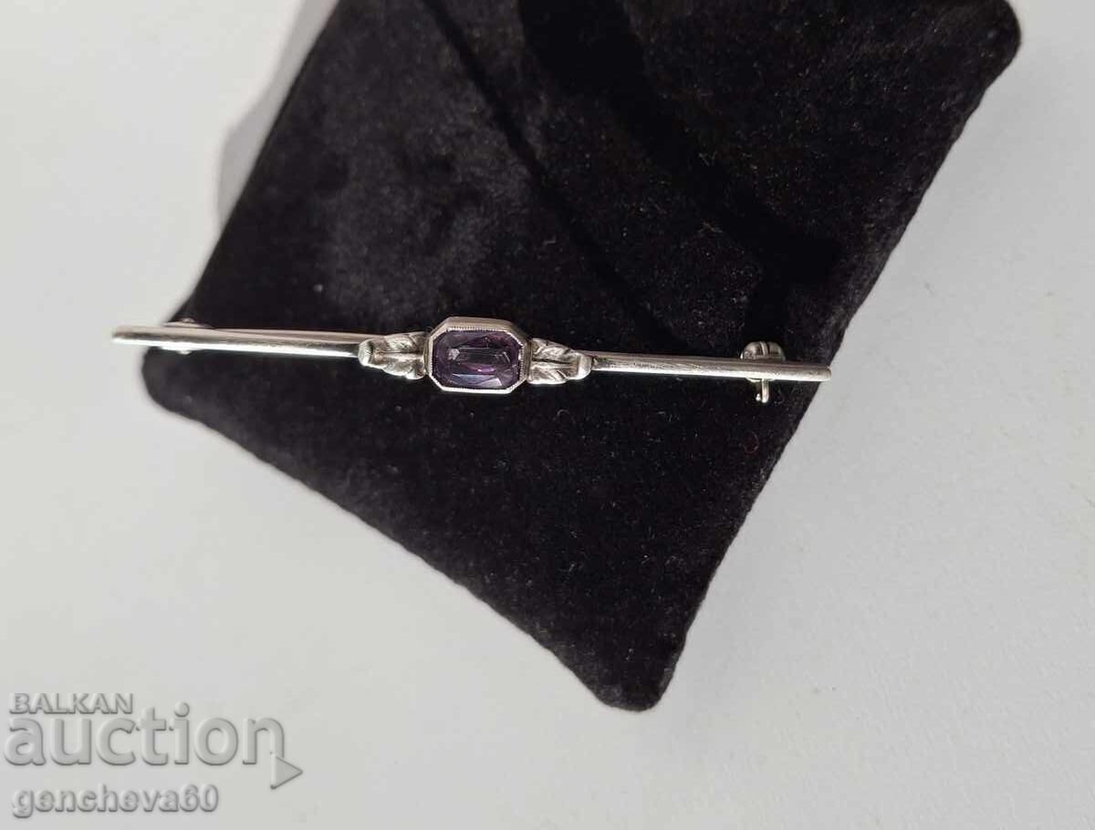 Old brooch, pin with amethyst, silver 835 Old brooch, pin with amethyst, silver 835