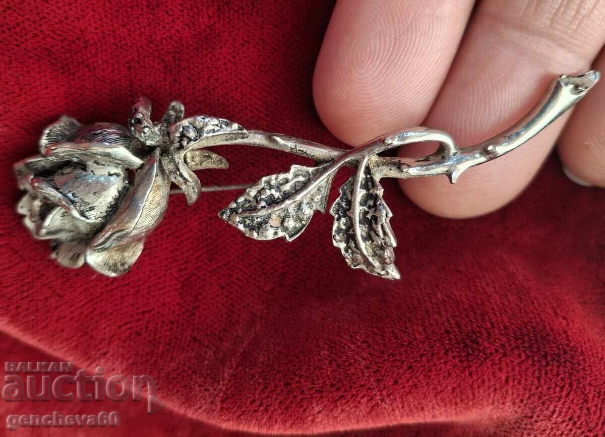 Old Bulgarian brooch Rose color silver - 5