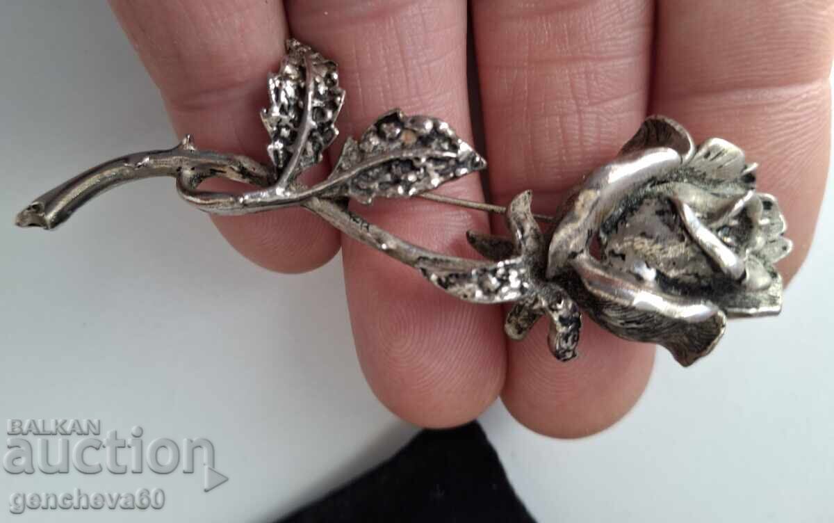 Old Bulgarian brooch Rose color silver - 6