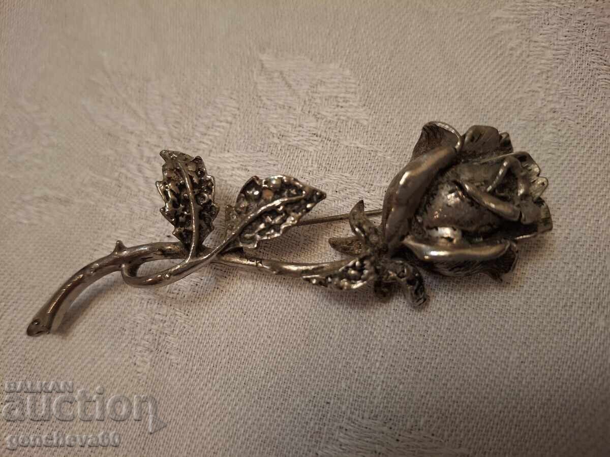 Old Bulgarian brooch Rose color silver - 7