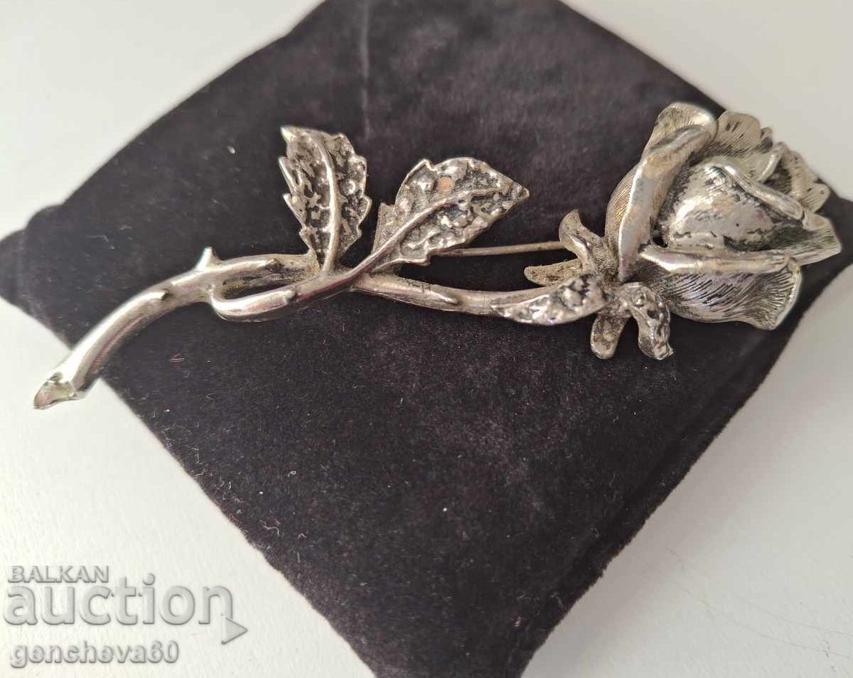 Old Bulgarian brooch Rose color silver