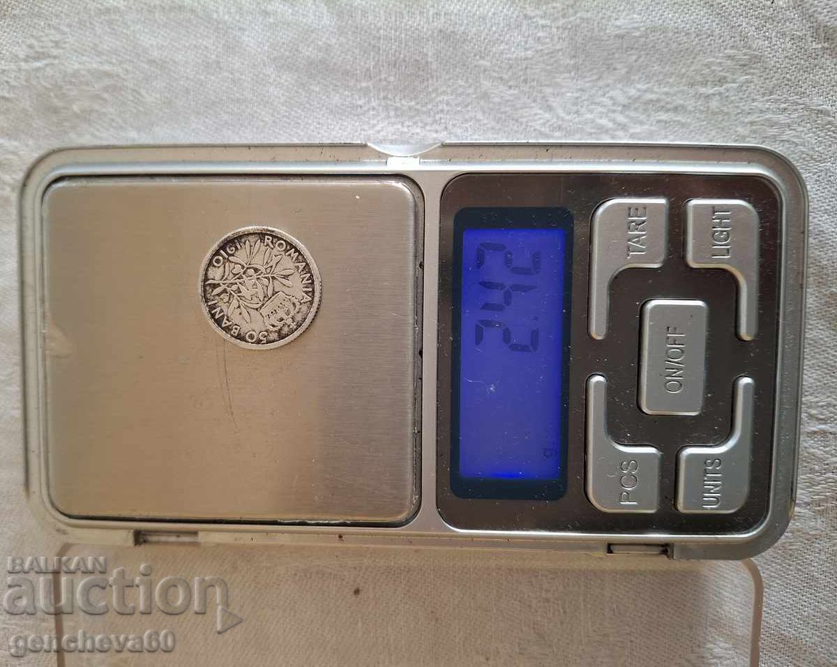 50 BANI Romanian Silver Coin 1910 - 6 50 BANI Romanian Silver Coin 1910 - 6