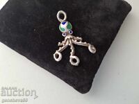 Retro pendant Octopus, sterling silver 800 enamel