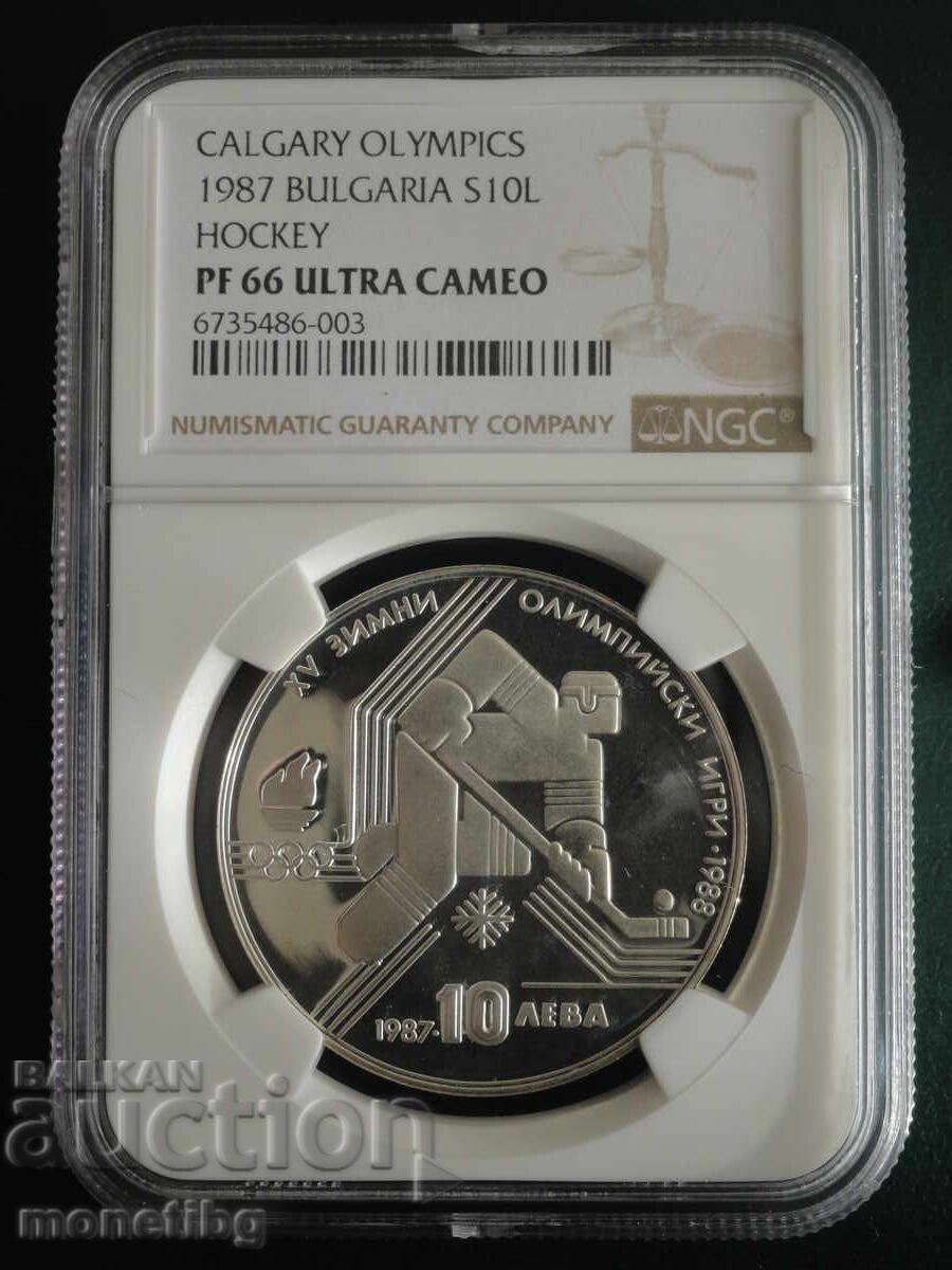 Bulgaria 1987 - 10 leva "XV Olympic Games - Hockey" NGC PF66 Ultra Ca Bulgaria 1987 - 10 leva "XV Olympic Games - Hockey" NGC PF66 Ultra Ca