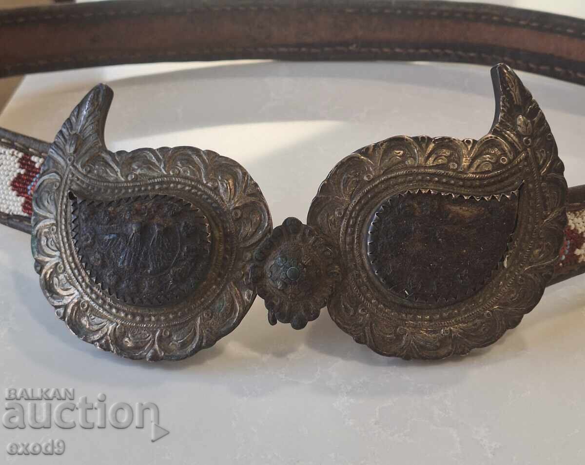 Renaissance silver buckle, leather belt, beads. with price 499.99 BGN | € 255.64