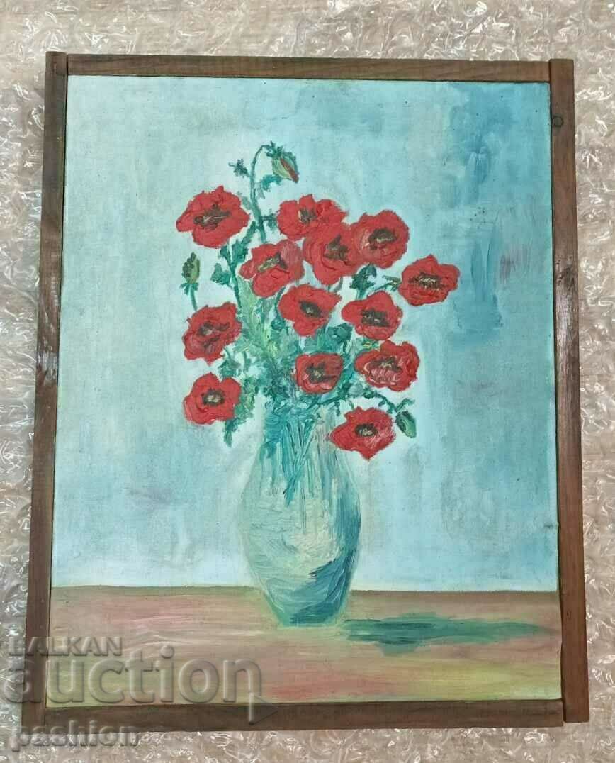 Big old copyright oil. painting "Vase of Poppies" REDUCED with price 28.90 BGN | € 14.78 Big old copyright oil. painting "Vase of Poppies" REDUCED with price 28.90 BGN | € 14.78