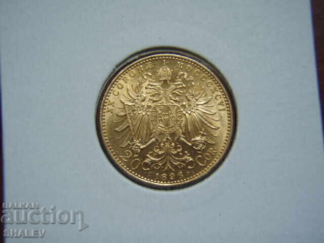 20 Corona 1896 Austria (20 corona Austria) / 1 - AU (gold) with price 1729.89 BGN | € 884.48
