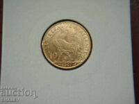 10 Francs 1907 France - XF/AU (gold)