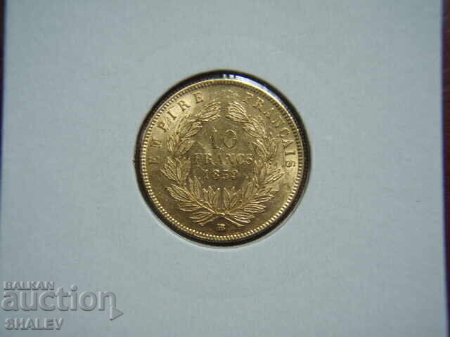 Auction 10 Francs 1859 BB France /1/- AU+ (gold) Auction 10 Francs 1859 BB France /1/- AU+ (gold)