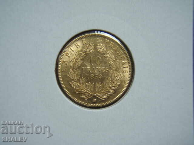 Delivery of 10 Francs 1859 BB France /1/- AU+ (gold) Delivery of 10 Francs 1859 BB France /1/- AU+ (gold)