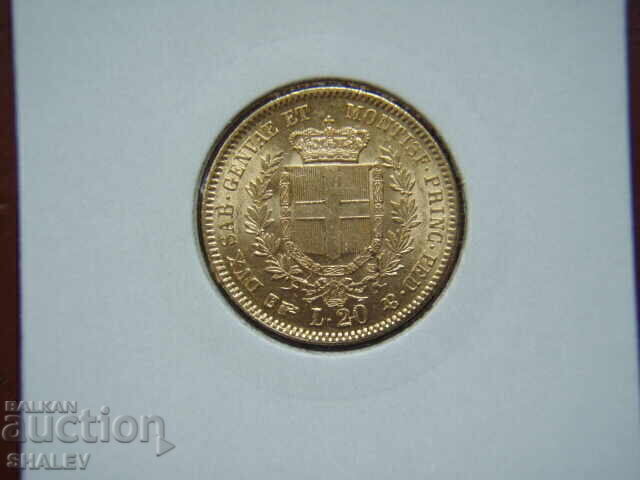 Livrarea 20 Lire 1852 B Sardinia / Italia (Sardiniya) - AU+ (aur) Livrarea 20 Lire 1852 B Sardinia / Italia (Sardiniya) - AU+ (aur)