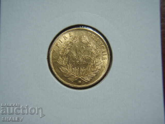 10 Francs 1859 BB France /1/- AU+ (gold) 10 Francs 1859 BB France /1/- AU+ (gold)
