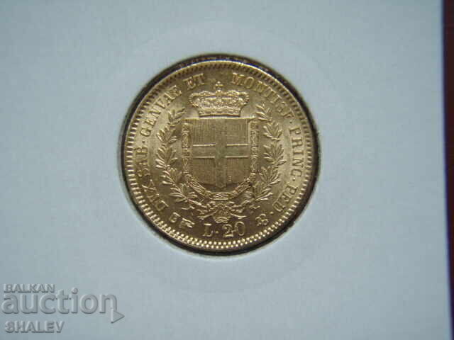 20 Lire 1852 B Sardinia / Italia (Sardiniya) - AU+ (aur) 20 Lire 1852 B Sardinia / Italia (Sardiniya) - AU+ (aur)
