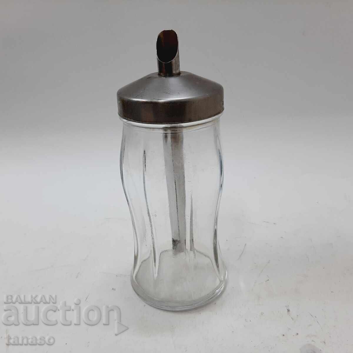 Old glass sugar bowl with dispenser (12.1) with price 10.00 BGN | € 5.11