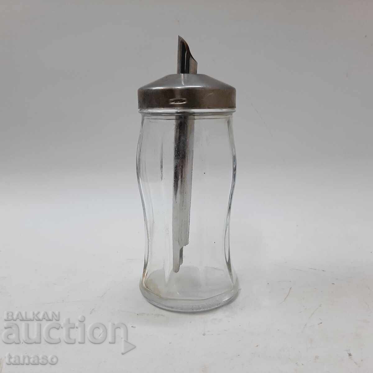 Auction  Old glass sugar bowl with dispenser (12.1)