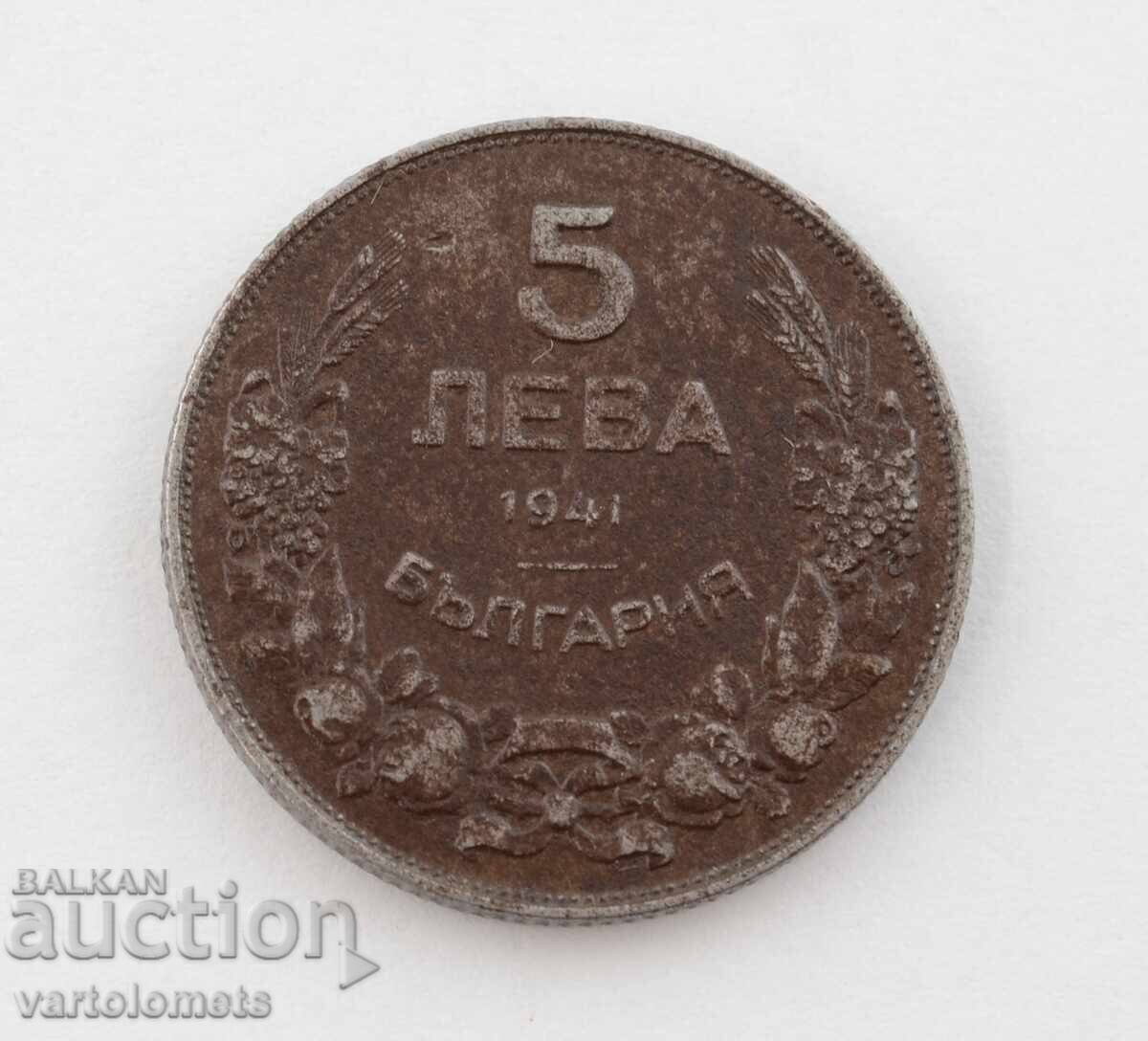 5 Leva 1941 - Bulgaria, Țarul Boris III 5 Leva 1941 - Bulgaria, Țarul Boris III