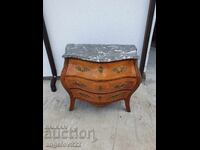 Vintage baroque solid wood chest of drawers with inlay and marble top!!!