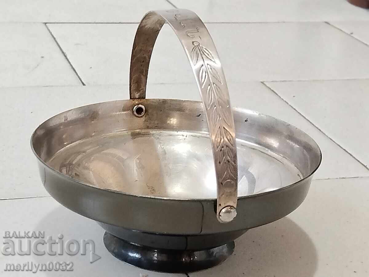 Metal basket enamel candy box USSR basket sugar bowl - 7 Metal basket enamel candy box USSR basket sugar bowl - 7