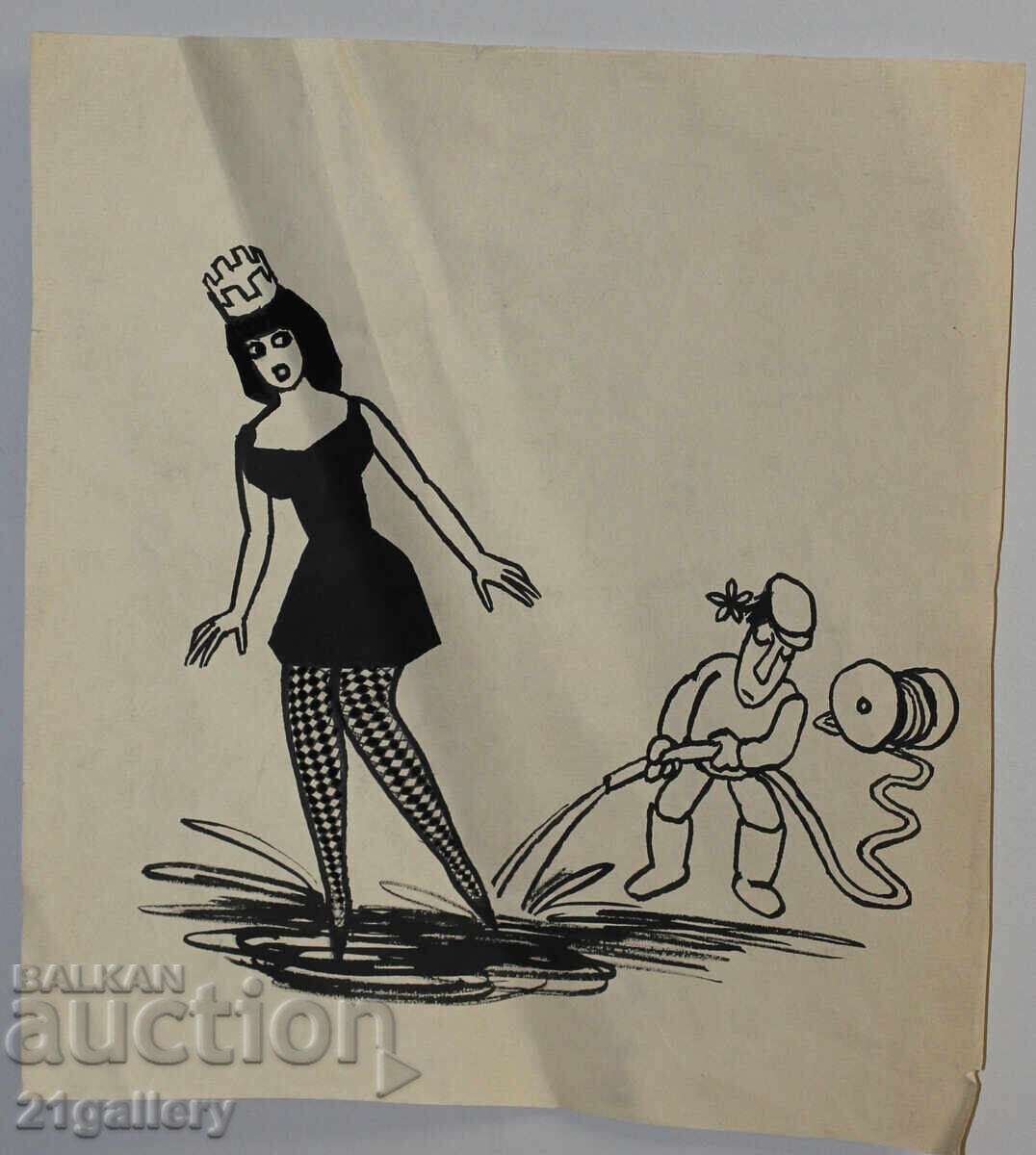 Delivery of Tsvetan Tsekov Karandash (1924-2010) caricature / ink Delivery of Tsvetan Tsekov Karandash (1924-2010) caricature / ink